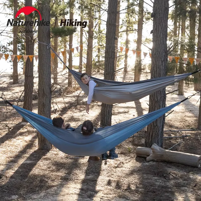 NatureHike Hängematte, tragbare Doppel-Camping-Hängematte, zusammenklappbare Hängematte für 2 Personen, Hängematte aus Fallschirmseil für den Garten, Baumhängematte Image