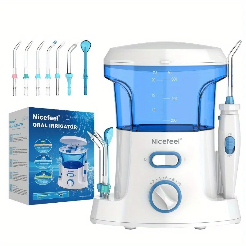 600ml Wasserflosser für Zahnspangen 10 Druckstufen LED-Anzeige 7 Aufsätze IPX4 Munddusche für Zuhause 180s Reinigung Image