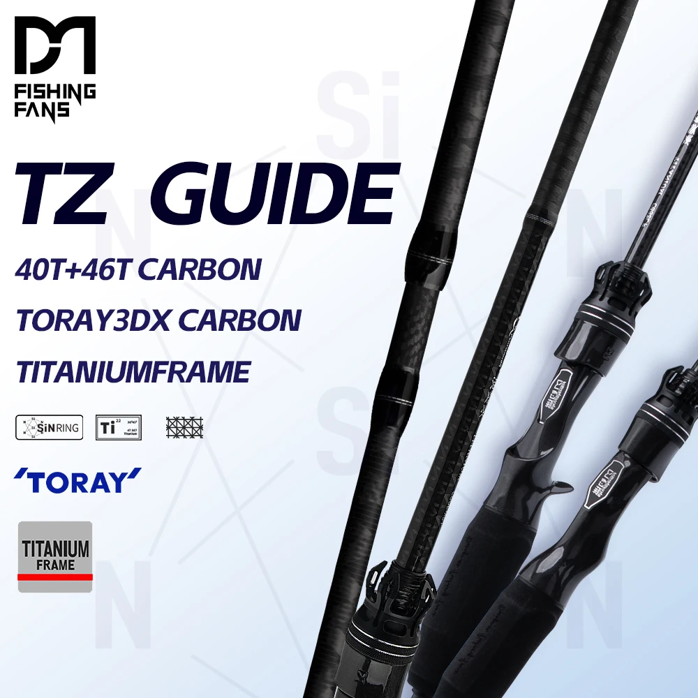 FISHINGFANS 46T CARBON TITANIUM FRAME TZ GUIDE 60 ° EVA TORAY 4-ACHSEN CROSS CARBON L ML LIGHT FISHING ROD Image
