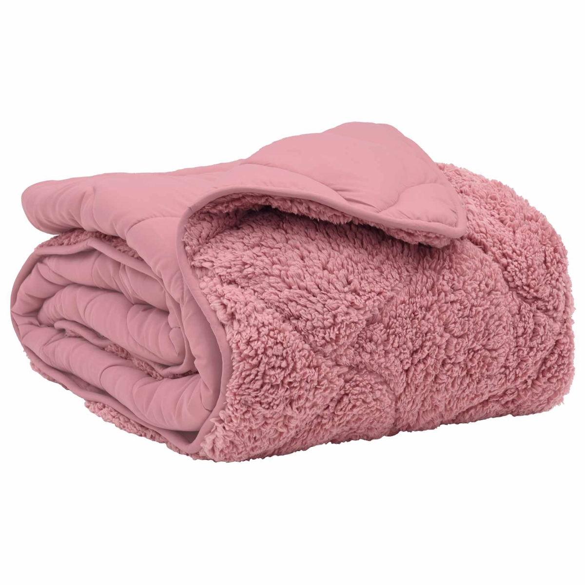 vidaXL Winterbettdecke Rosa 135 x 200 cm Mikrofaser und Teddy-Fleece Image