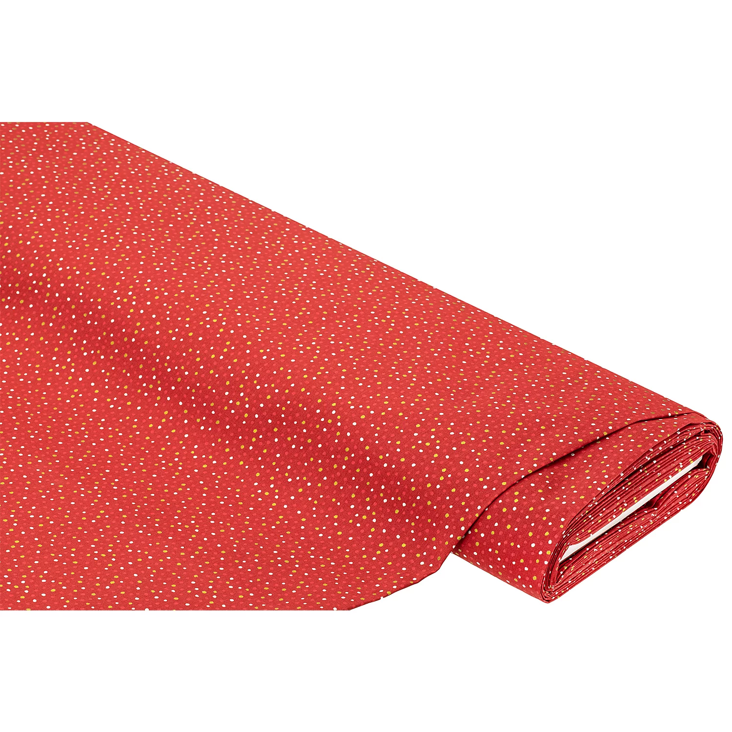 Baumwollstoff Pünktchen Mona, rot/gold/weiß
