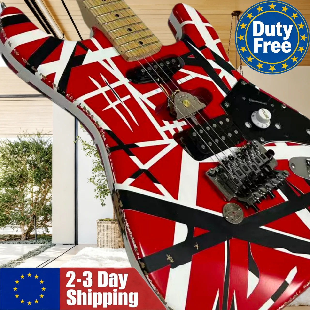 Aus Deutschland Versandte Rote Retro-Gitarre Solo-Gitarre mit Verstellbarem Brückenmechanismus SH-Tonabnehmer Ahorn-Griffbrett Geeignet für Anfänger und Fortgeschrittene Rock-Gitarre Image