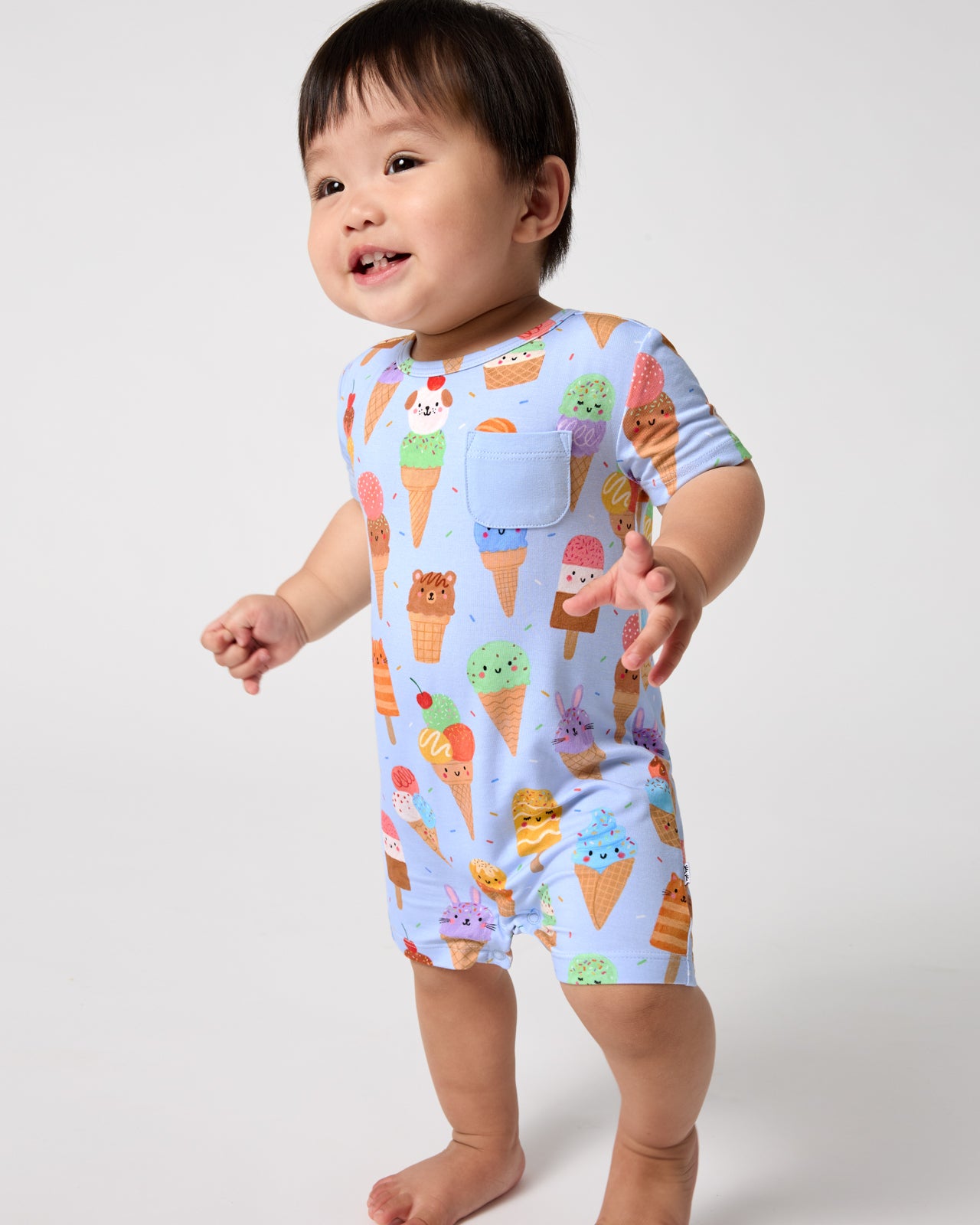Scoop Squad Pocket Bamboo Baby Romper - Short-Sleeves & Shorts - 3T