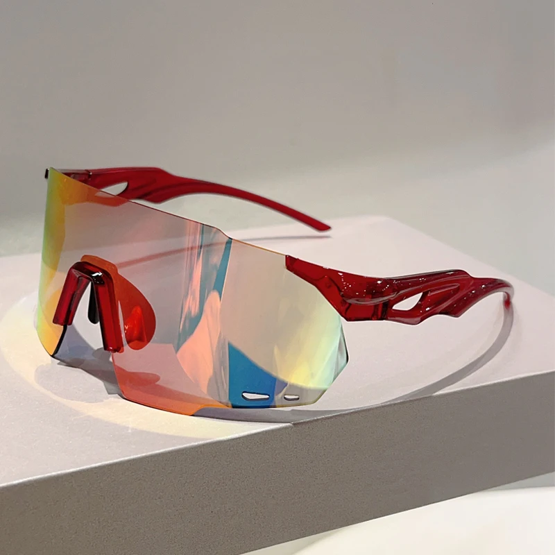 GM LUMIAS Randlose übergroße Schutzbrille für Herren, 2025, neue umwickelte runde Spiegel-Sport-Sonnenbrille, trendige Outdoor-Rad-Schutzbrille