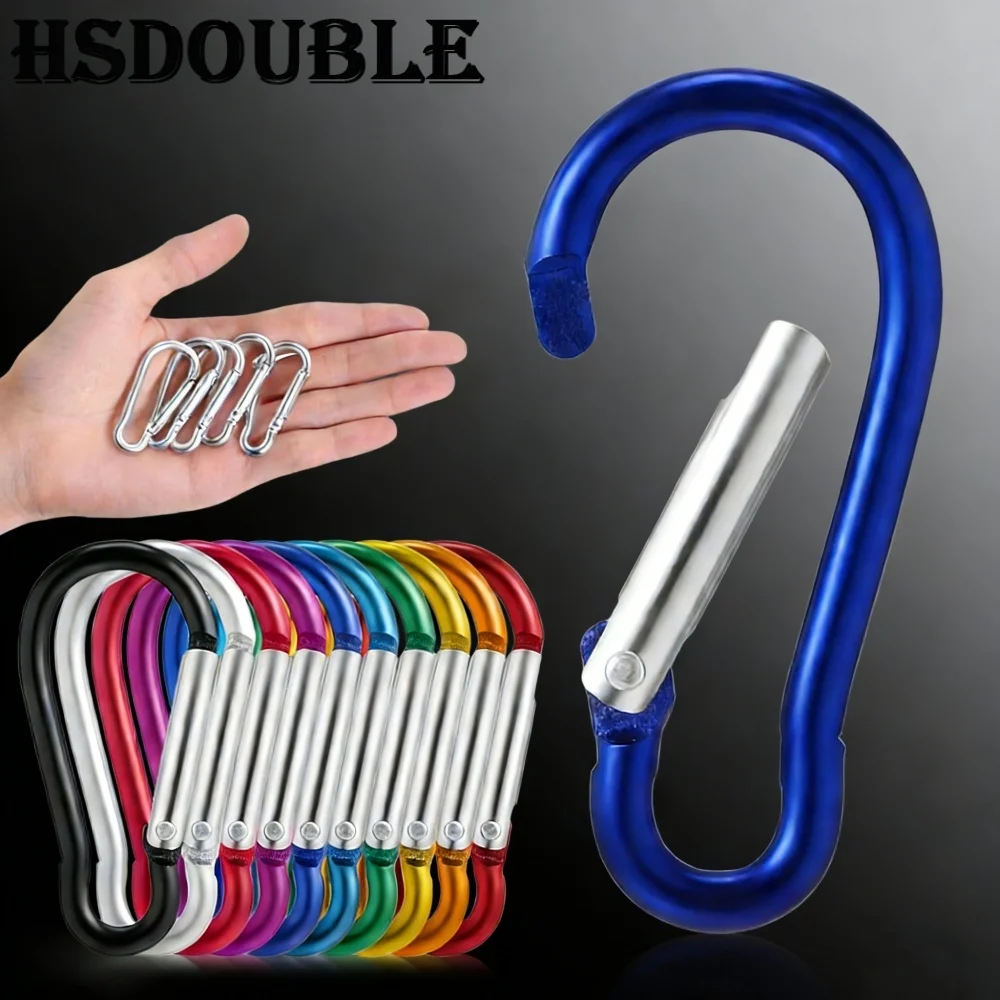 5-100Pcs Aluminium Karabiner Schlüssel Kette Clip Outdoor Camping Schlüsselring Karabinerhaken Wasser Flasche Schnalle Kit Klettern zubehör Image