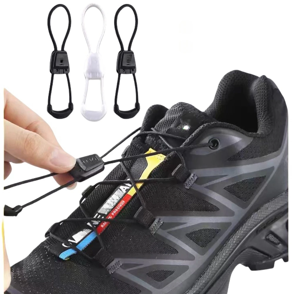 Neue Schnürsenkel ohne Bindung, runde Tennisschnürsenkel ohne Bänder, für Erwachsene und Kinder, hochwertige Laufschuhe, Schnürsenkel, Schwarz, Weiß, Schuhe, Zubehör Image