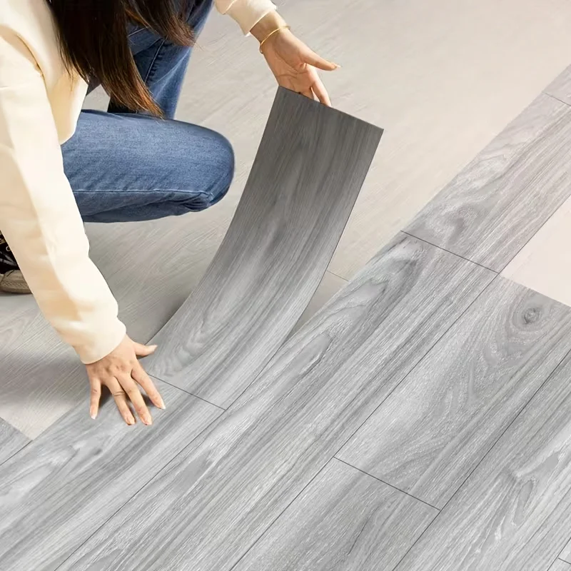 10 Stück 40 x 15 cm Bodenaufkleber, Wandaufkleber, moderner, selbstklebender, dicker PVC-Bodenaufkleber mit Holzmaserung, Wohnzimmer, Schlafzimmer, Dekoration Image