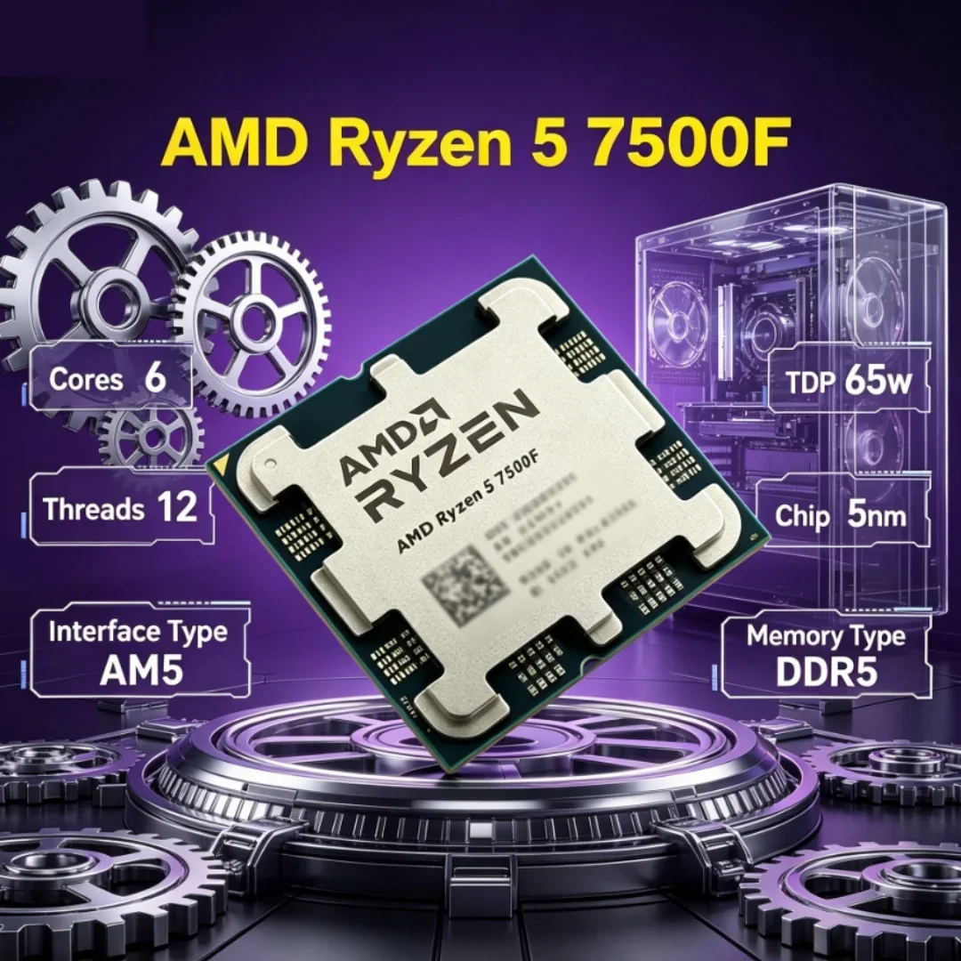 AM5 DDR5 Neuerscheinung AMD Ryzen 5 7500F R5 7500F 5NM 3,7GHz 6-Kern 32MB L3 65W Desktop-Gaming-CPU Image