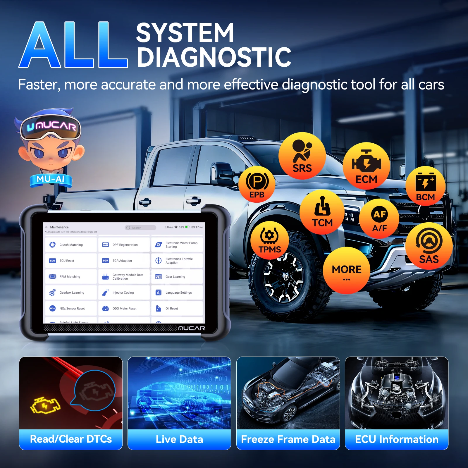 MUCAR 892BT Kfz-Werkzeuge Schlüsselprogrammierer Professionelles KI-Diagnosegerät Bidirektionale ECU-Codierung OBD2-Scanner CANFD DOIP Image