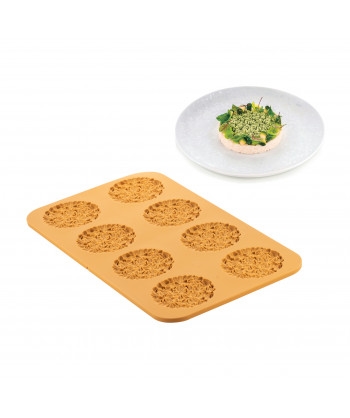 Silikomart Silikonform für 8 Kräuter, Ø 10 cm, H 0,8 cm, antihaftbeschichtet, Gesamtgröße 30 x 17,5 cm, zum Kochen Image