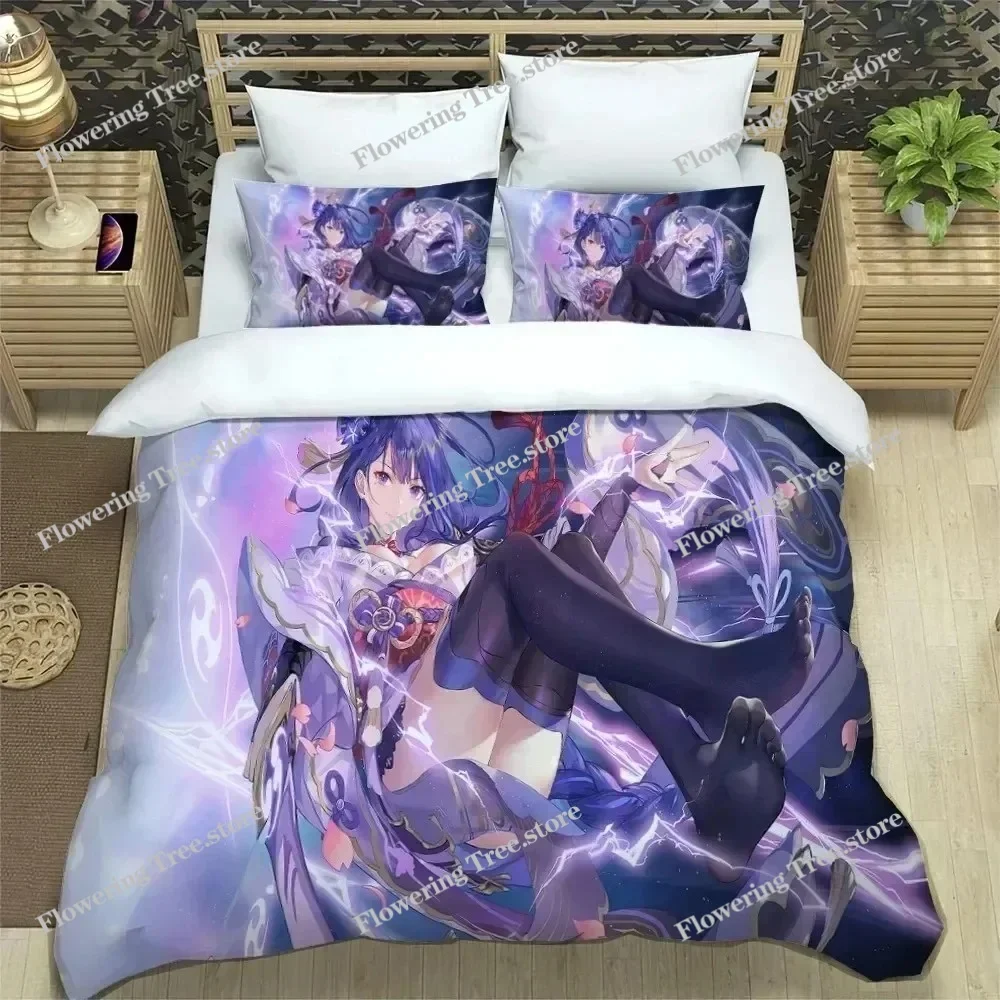 Ensemble de literie 3D Anime Genshin Impact, housse de couette, ensemble de literie, housse de couette, taie d
