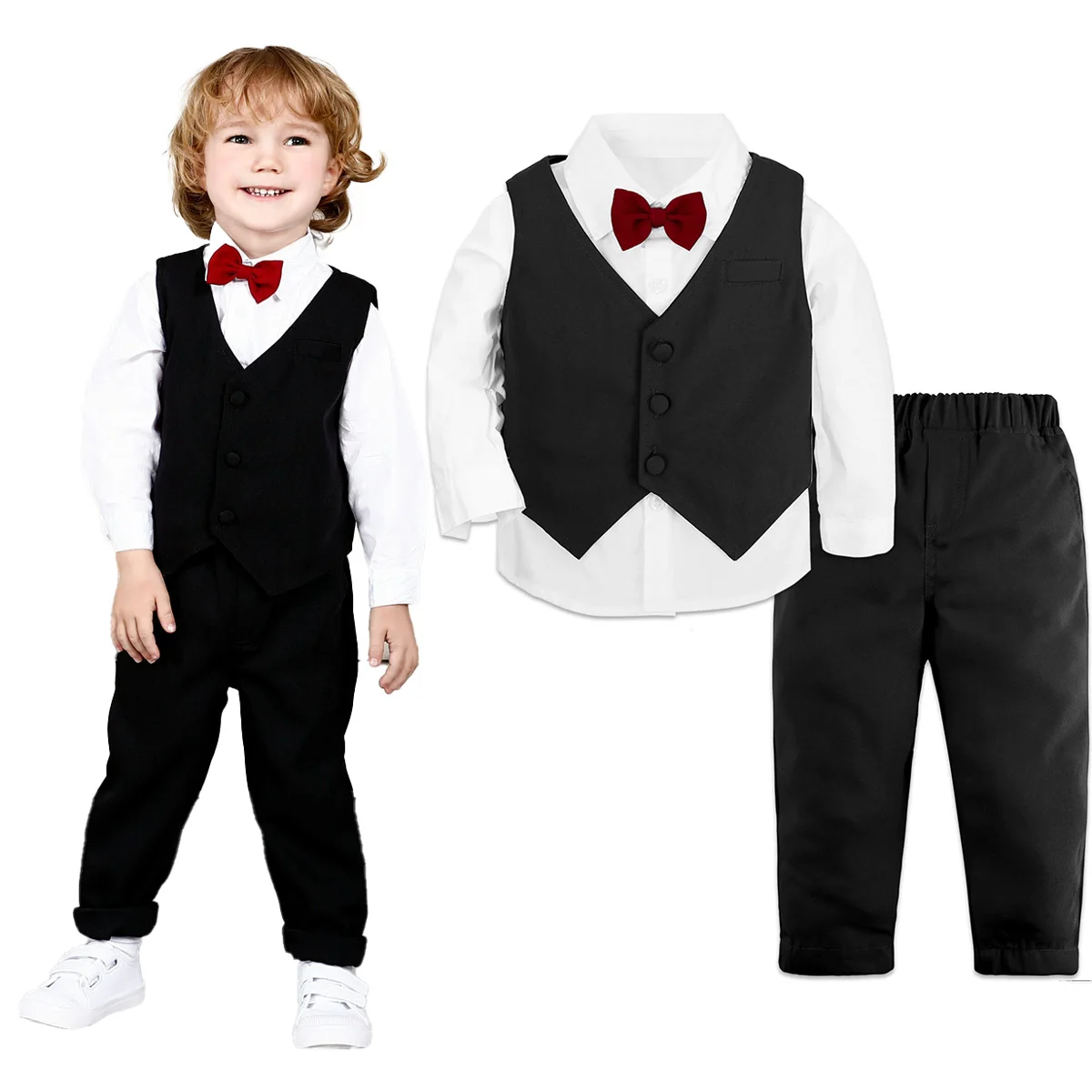 Baby Hochzeit Outfit Junge Kleinkind Taufe Anzug Kinder Geburtstag Party Ostern Geschenk Kleidung Säuglings Gentleman Weihnachten Kleidung Set 3PCS Image