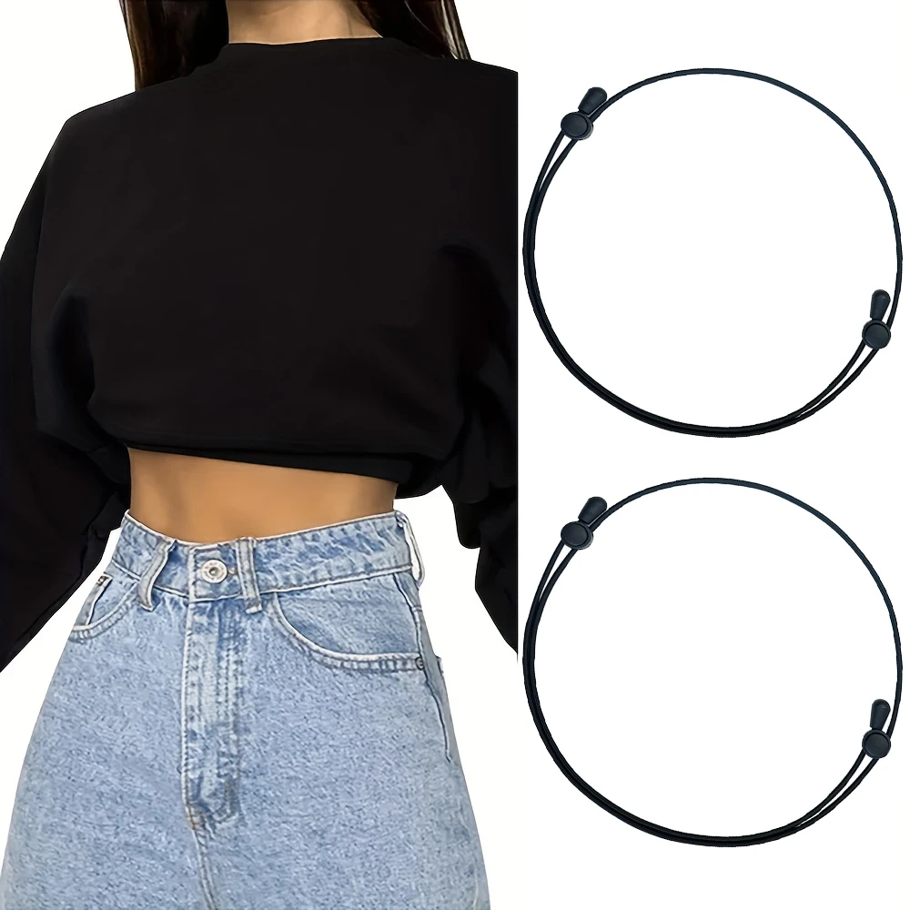 2er Pack verstellbares Band Crop Tuck Tool, schwarzes elastisches Crop Tuck für Pullover, Shirt, verstellbares Sommer band Image