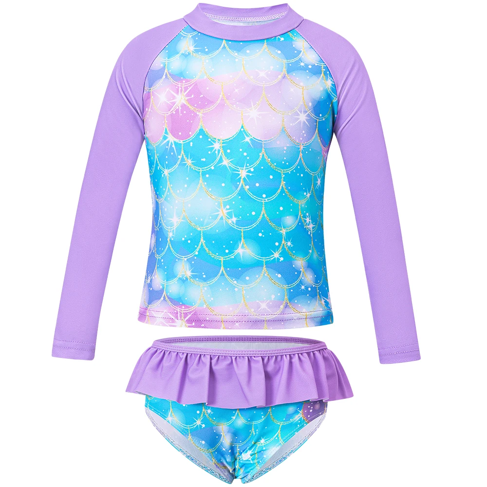 Kleinkind Mädchen Badeanzug Sommer Strand Tankini Langarm Zweiteiliger Badeanzug Schnell trocknend Surfen Meerjungfrau Einhorn Bademode Image