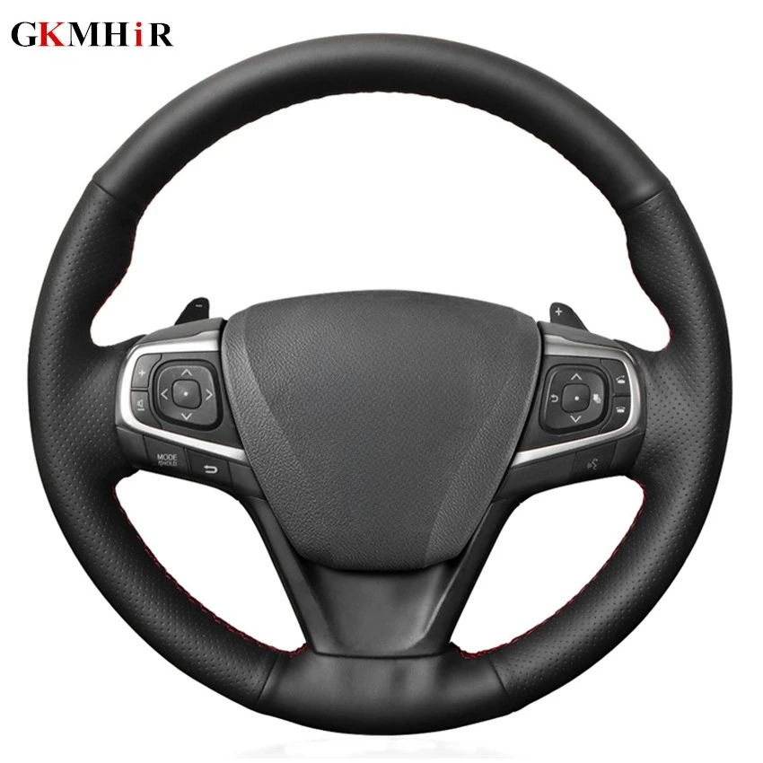 Handgenähter Lenkradbezug aus schwarzem Leder zum Selbermachen, für Toyota Camry 2015 2016 2017, Avalon 2013–2018 Image