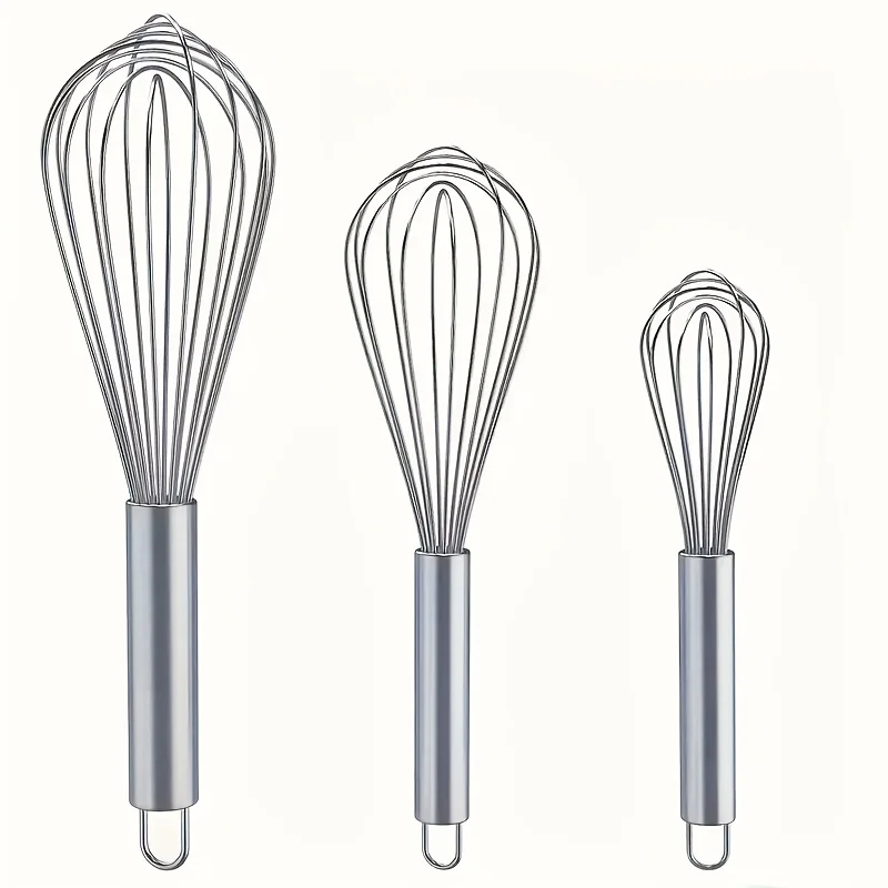 3-teiliges Edelstahl-Schneebesen-Set - Enthält 8", 10" und 12" - zum Mischen, Rühren und Pürieren - Verbesserte Version mit Ballon-Schneebesen Image