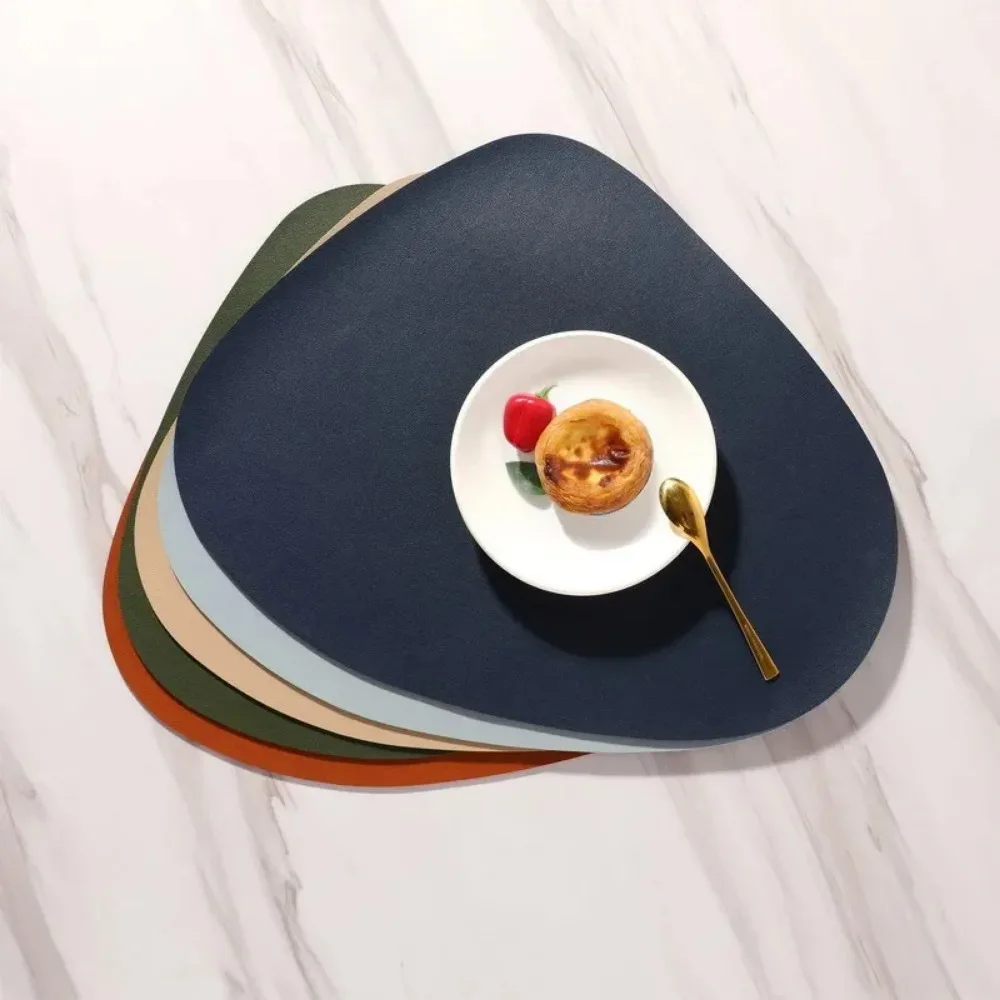 Wassertropfenförmiges Tischset aus veganem Leder, hitzebeständig, rutschfest, umweltfreundlich, doppelseitiges Design für Ess-, Geschenke- und Außenbereich