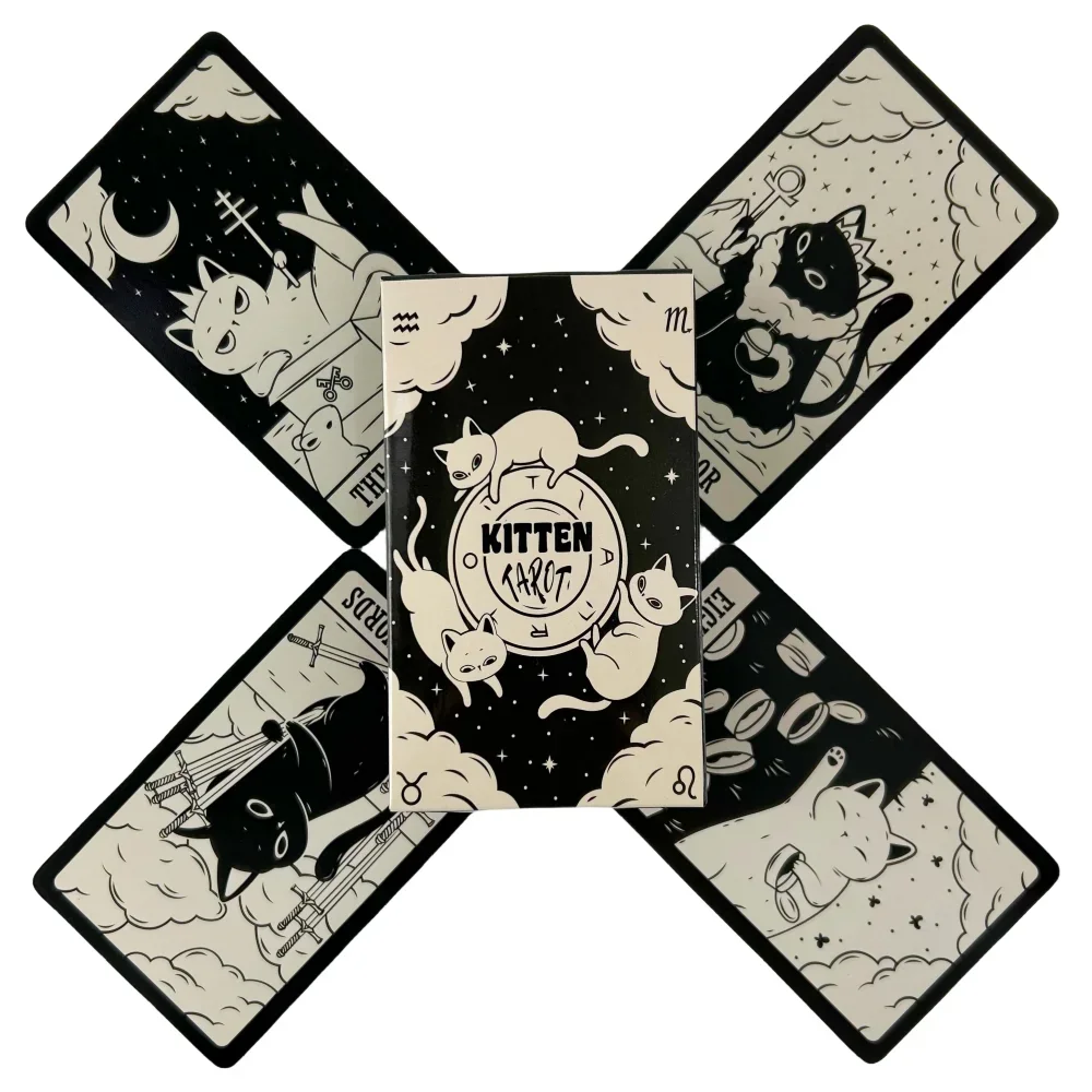 Cat Kitten Tarotkarten Ein 78-Karten-Orakel-Deck Englische Version Divination Edition Borad-Spielset für Katzenliebhaber als Geschenk Image