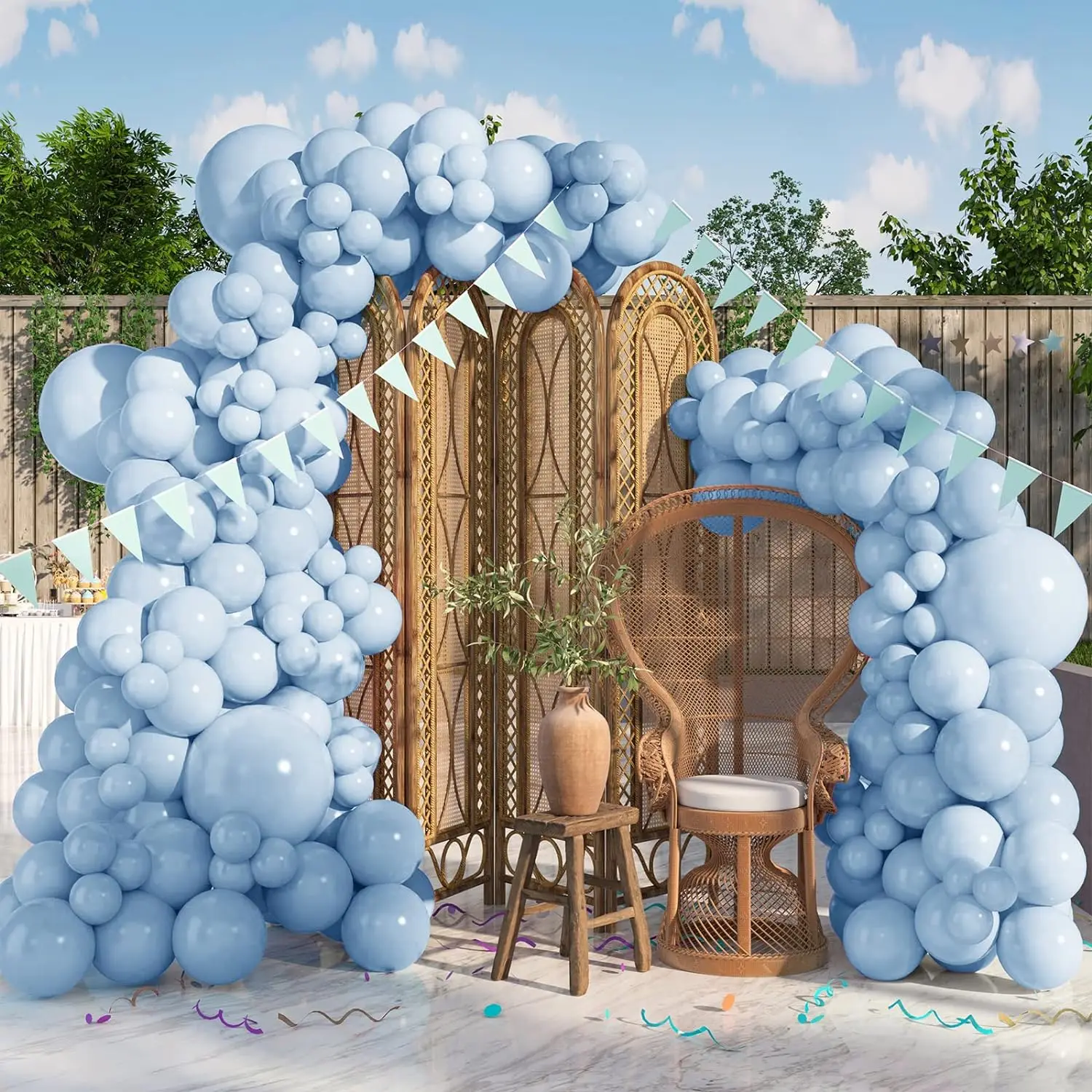 134-teiliges blaues Latex-Ballon-Set, geeignet für Geburtstagsfeier, Hochzeit, Valentinstag-Party-Dekoration Image