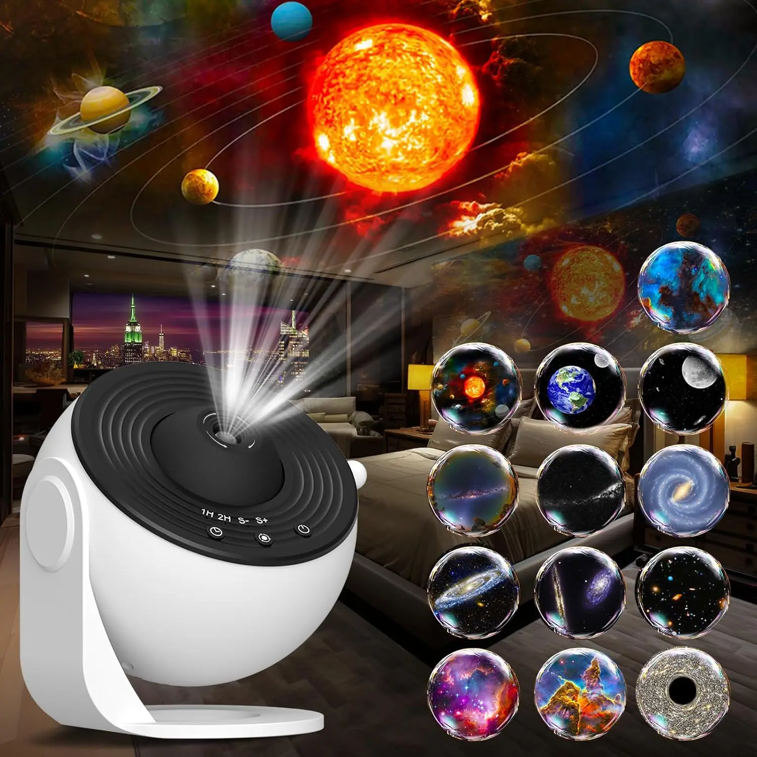 Aiopp 13-in-1 HD Galaxie-Projektor, Planetarium-Sternprojektor Realistischer Sternenhimmel Nachtlicht, Sonnensystem-Konstellation Mond für Kinderzimmer Heimdekoration