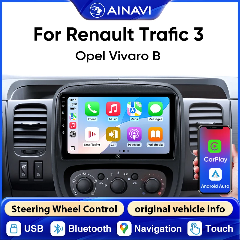 Ainavi Autoradio Für Renault Trafic 3 Opel Vivaro B 2014 2015 2016 2017 2018 Drahtlose Carplay Android Auto Auto Multimedia 9 zoll Image