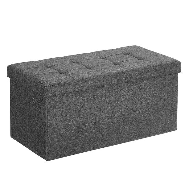Songmics Faltbare Sitzbank mit Stauraum mit Klappdeckel dunkelgrau 80 L grau, 76x38 cm