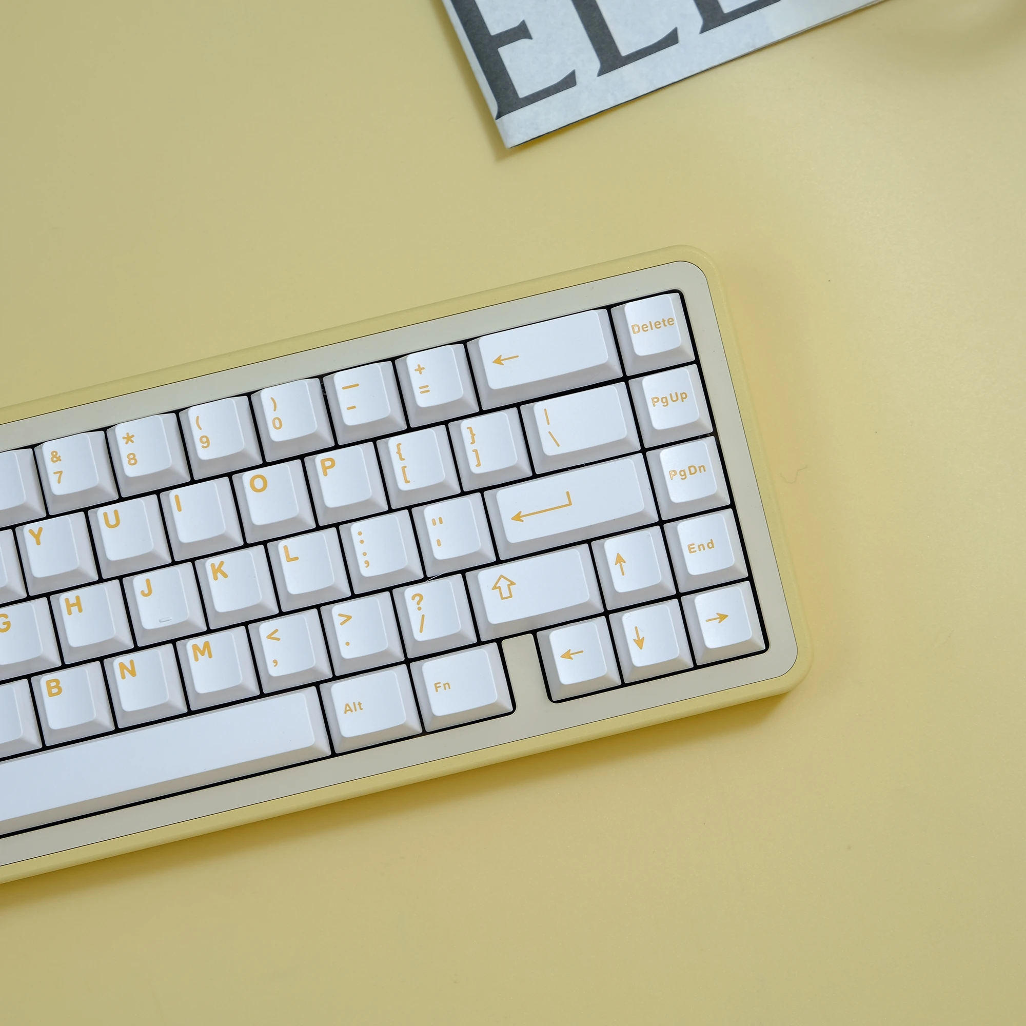Cherry Profile Creme Weiß Gelb Tastenkappen 121 Tasten PBT Double Shot Tastenkappen für Cherry Gateron MX Switches Gaming-Tastaturen Image