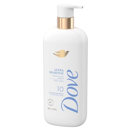 DOVE 69979659 Ultra Sensitive Fragrance Free Body Wash, 18.5 Ounce, 4PK - DOVE