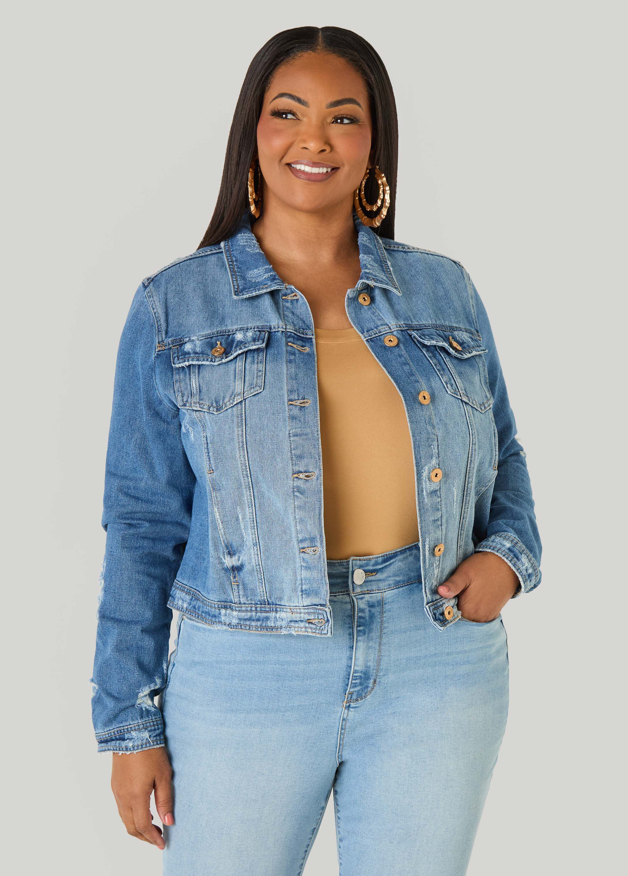 Plus Size Denim Trucker Jacket - Ashley Stewart