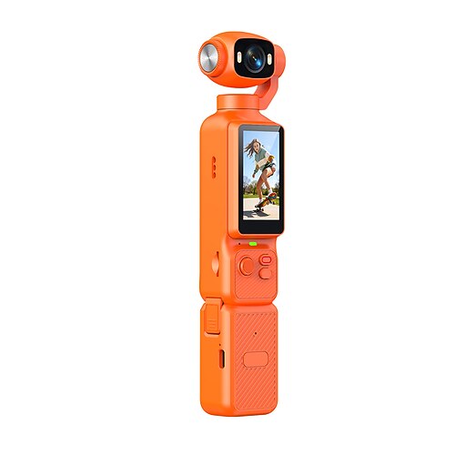 4K-Handkamera mit Gimbal, kompakte Vlogging-Kamera mit 180° drehbarem Objektiv und HD-Touchscreen Kompakte Laufkamera mit Gesichtserkennung, intelligenter Stabilisierung für YouTube, TikTok, Reisen