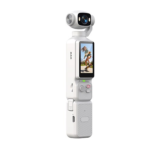 4K-Handkamera mit Gimbal, kompakte Vlogging-Kamera mit 180° drehbarem Objektiv und HD-Touchscreen Kompakte Laufkamera mit Gesichtserkennung, intelligenter Stabilisierung für YouTube, TikTok, Reisen