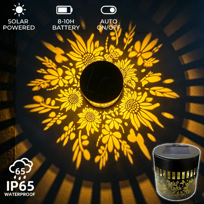 Solar Sunflower Wall Light Outdoor Garden Mandala Pattern Decoration Wall Light for Patio Garden Estate Porch Courtyard Decor