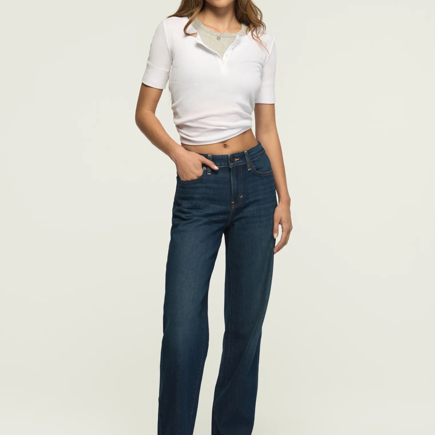 Lucky Brand Mid Rise Curvy Baggy - Women's Jeans Denim Pants in Ink Blot Wash, Size 32 x 31