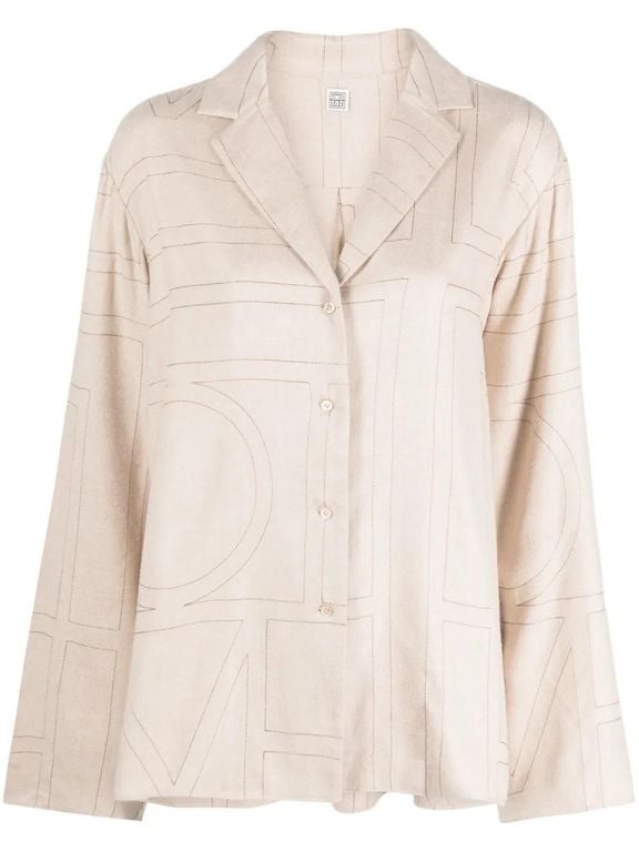 Monogram Flannel Pajama Top - Natural - Totême Tops