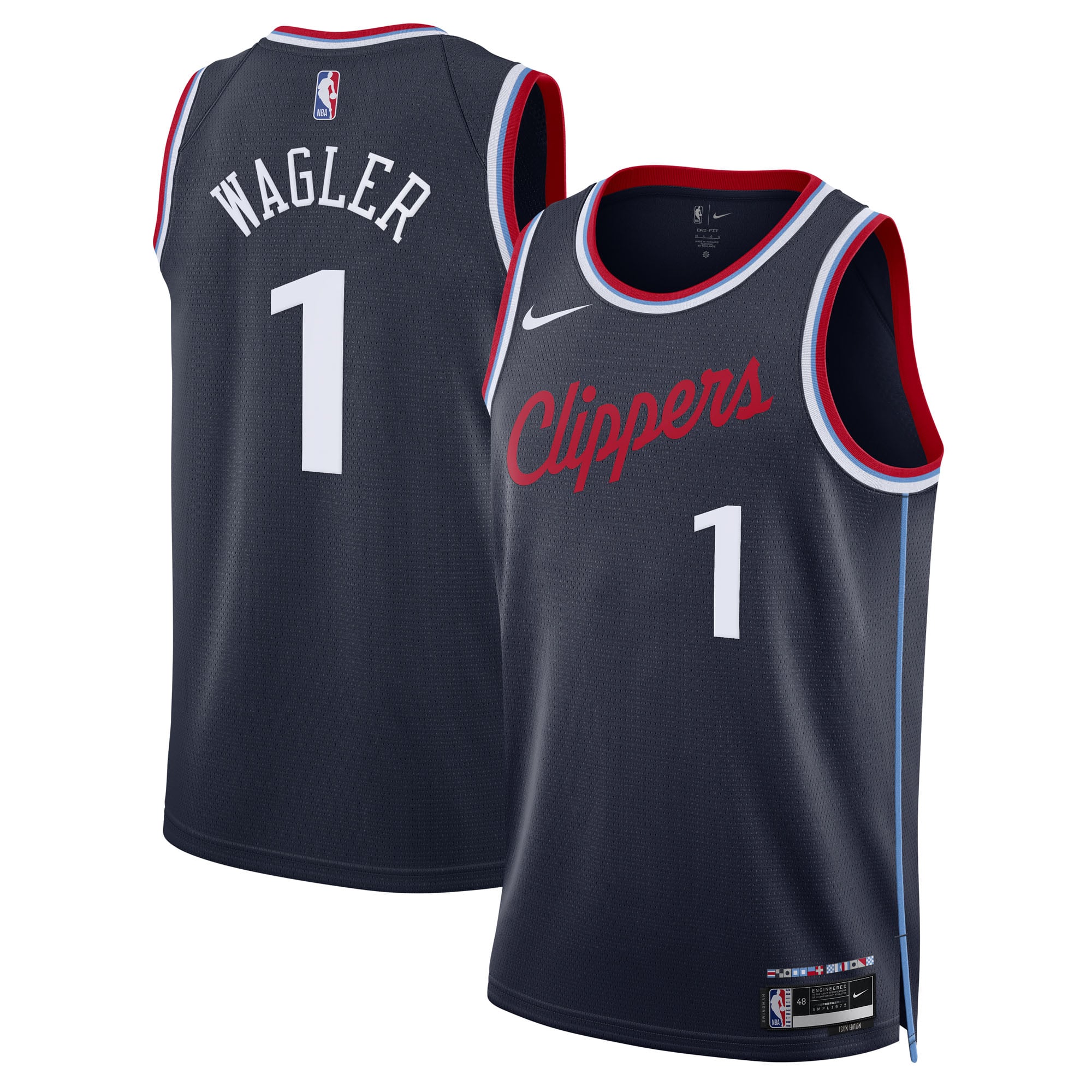 LA Clippers Nike Replica Icon Swingman Jersey – Marineblau – Keaton Wagler – Unisex - NBA Store DE