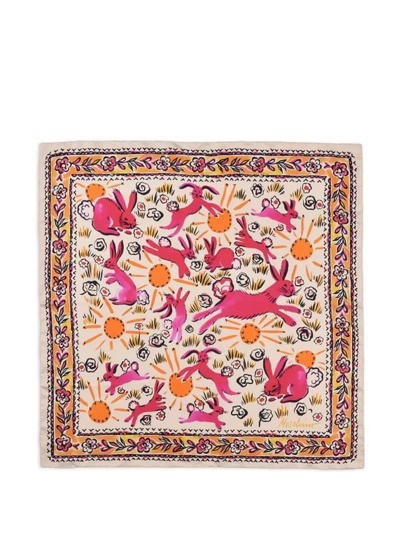 Floral Rabbit Scarf - Pink - Moschino Scarves