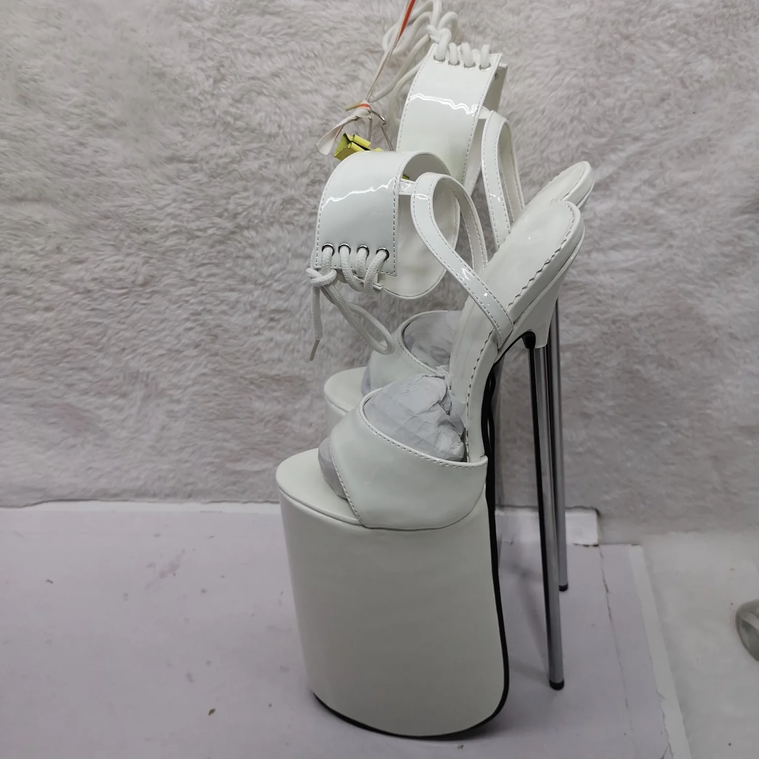Weiße Schnür-Plateau-Sandalen mit Peeptoe und dünnem hohem Absatz, modisch, sexy, Sommer, große Größen 2025, Damenschuhe, Zapatillas Mujer