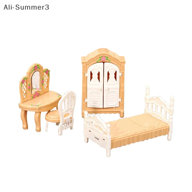 4 Teile/satz 1:12 Puppenhaus Miniatur Möbel Simulation Kunststoff Kleiderschrank Kommode Schlafzimmer Möbel Spielzeug Puppenhaus Zubehör