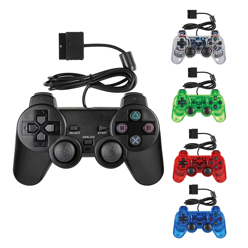 Transparent Wired Gamepad for PS2 Controller for PS2/PS1 Joystick for Playstation 2 /1 Vibration Shock Joypad Wired Controle