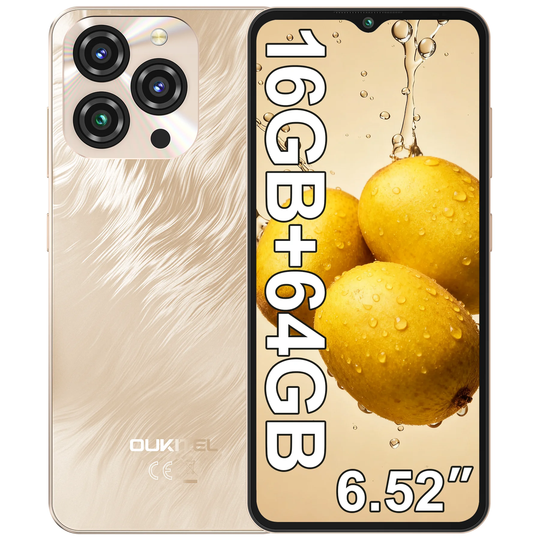 OUKITEL C3 Android 14 Smartphone Entsperrt - 5000mAh Akku, 6,52'' Waterdrop-Bildschirm - 16GB RAM+64GB/TF 1TB ROM Smartphone