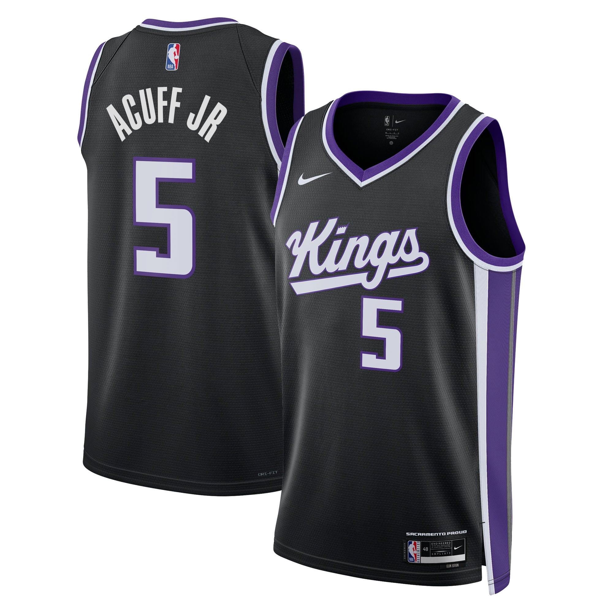 Maillot Nike Icon Swingman Sacramento Kings - Noir - Darius Acuff Jr. - Unisexe - Homme Taille: 2XL
