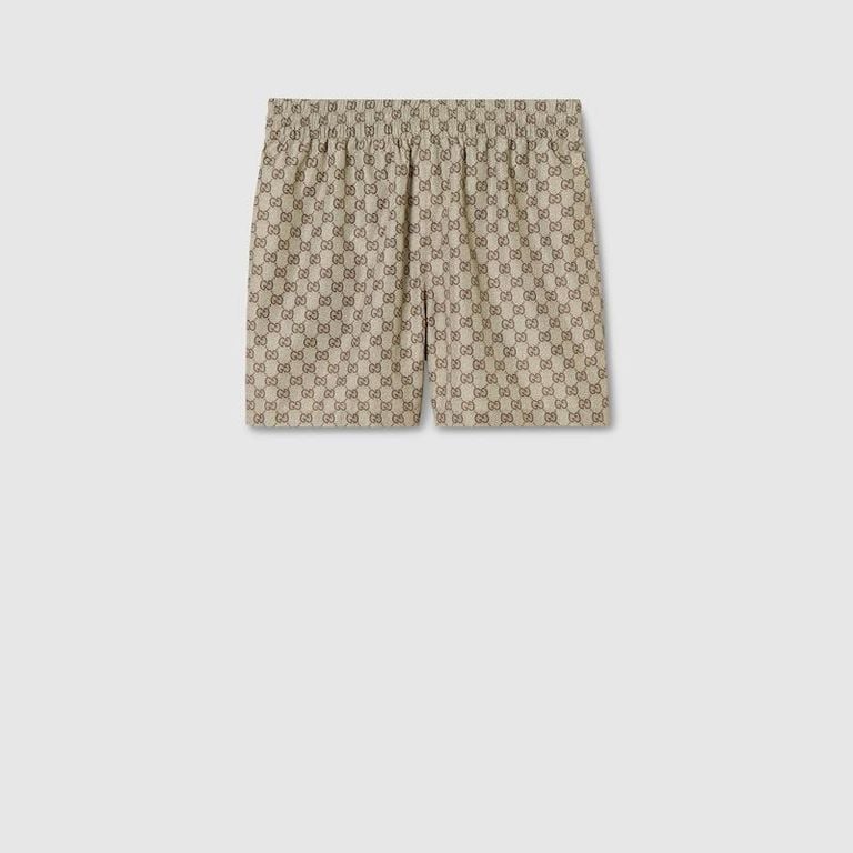 Printed Polyester Poplin Swim Shorts, Ready-To-Wear - Natural - Gucci Beachwear