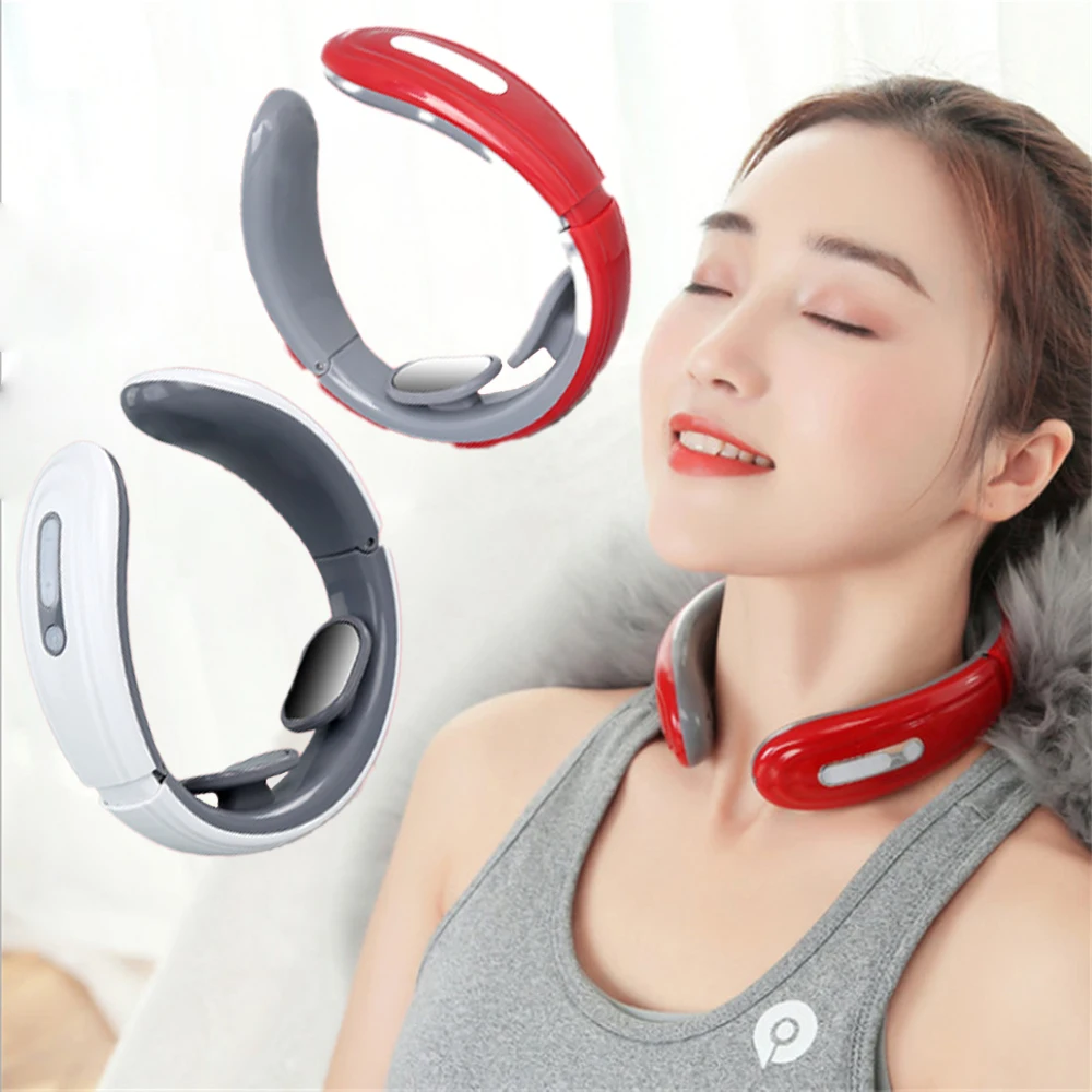 Masseur électrique pour le cou Ems, 6 modes, 9 vitesses, relaxation musculaire, masseur pour le cou à piles, outil de relaxation, soulagement de la douleur cervicale
