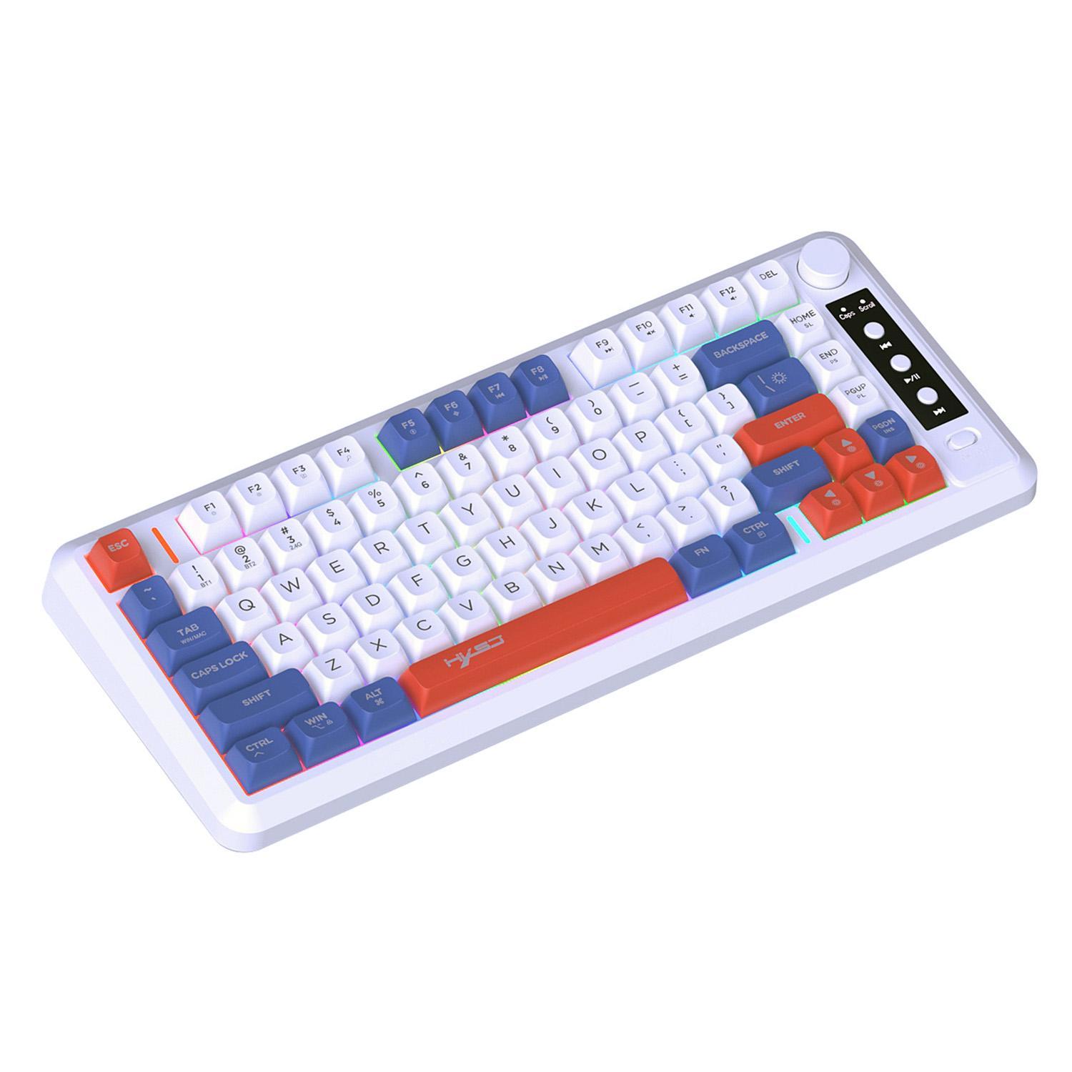HXSJ L400 Tri Mode Wireless Keyboard With RGB Backlit 81 Keys For PC Laptop Tablet blue White Red