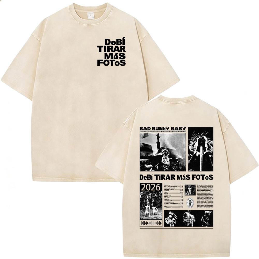 Bad Bunny Vintage Washed T Shirt Oversized Hip Hop Streetwear Merch For Men, Women & Couples 14 s