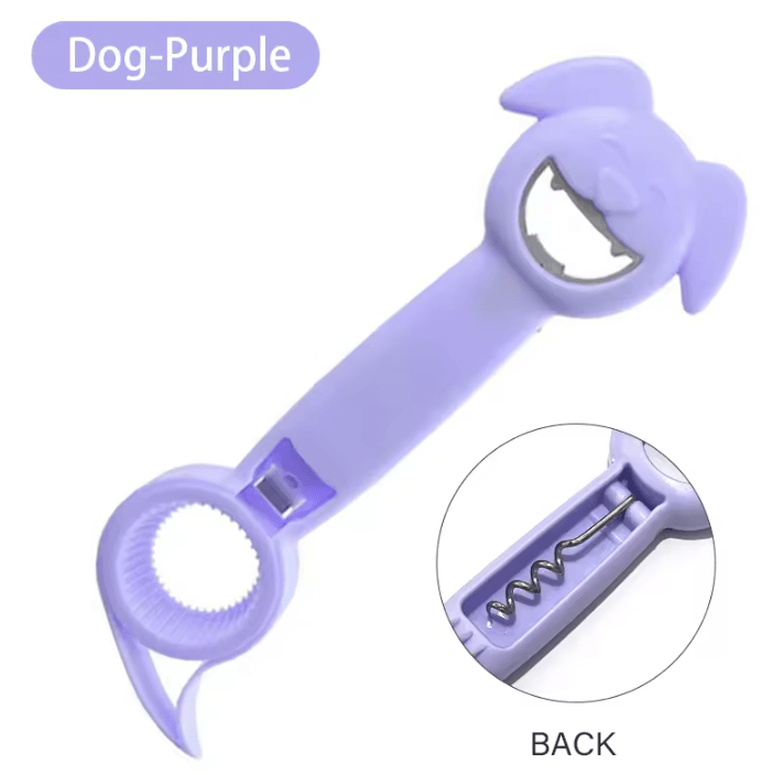 4 In 1 Multi Function Can And Bottle Opener Jar Lid Twist Opener For Kitchen dog Purple