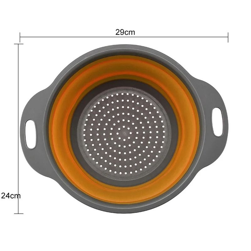 Collapsible Silicone Colander Fruit And Vegetable Drain Basket orange (l)