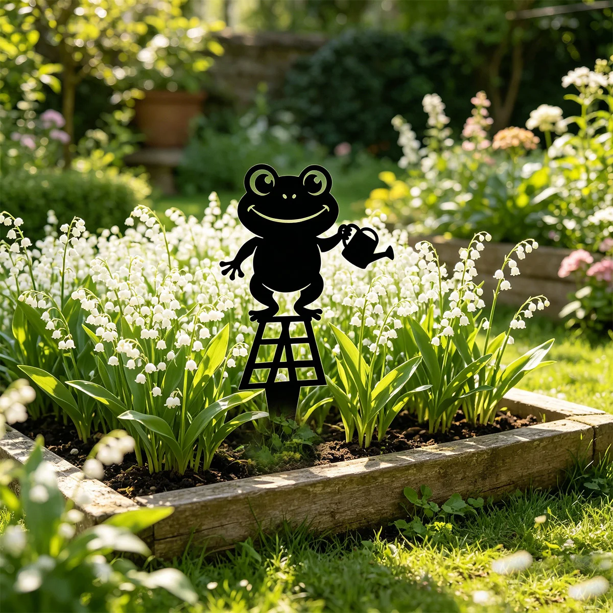 1 pièce Piquet décoratif de jardin en fer, Panneau de jardin 'Petit Grenouille Joyeux', Petite décoration de jardin en métal, Décoration grenouille rustique, Ornement de jardin extérieur, Décoration