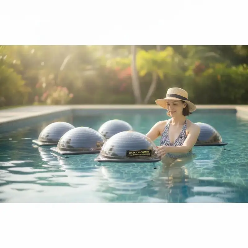Chauffe-piscine solaire 5 pièces, chauffe-eau solaire flottant 75x75x36cm en HDPE et aluminium, économie d'énergie, pour piscines hors sol, chauffe-piscine solaire, chauffe-eau pour piscine,