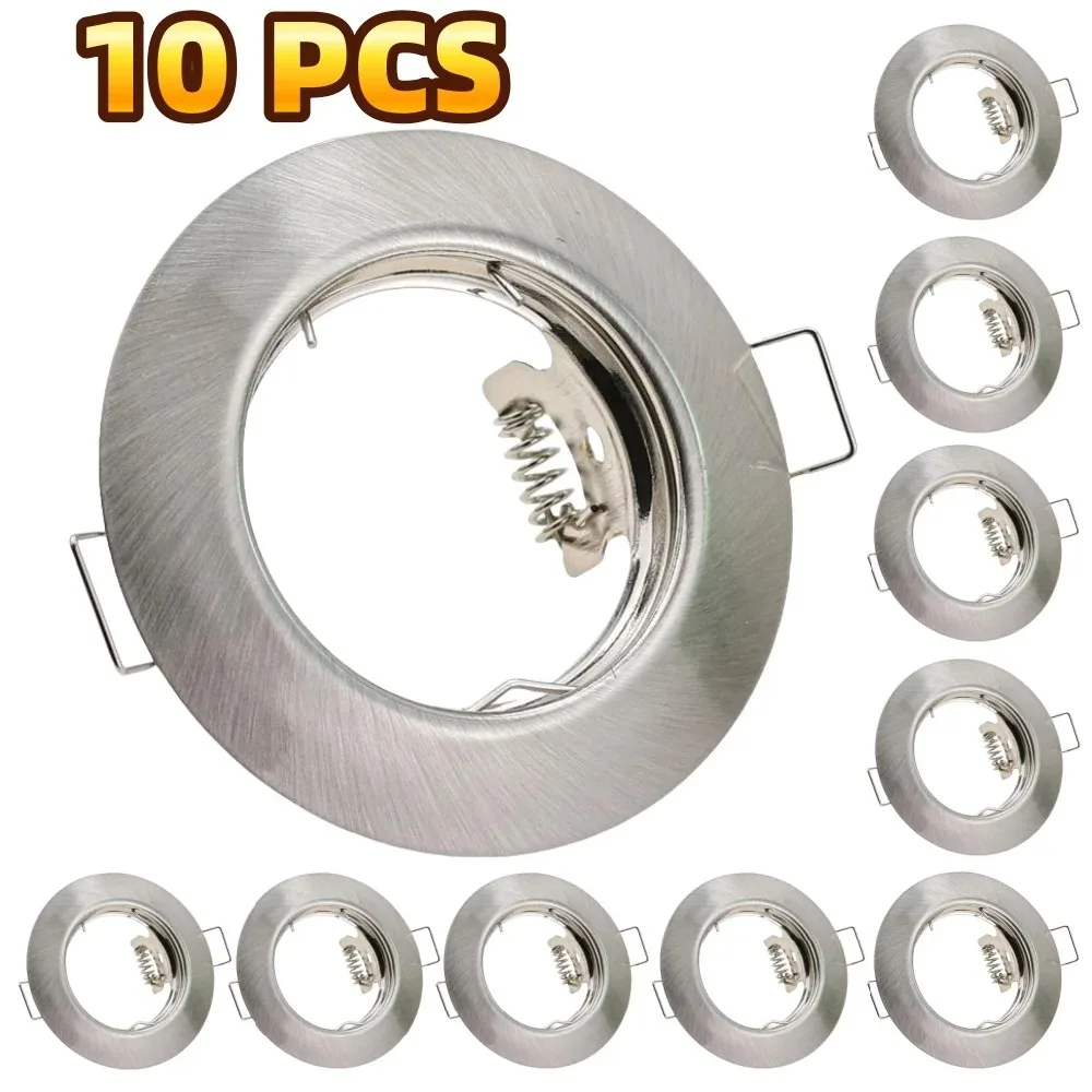 JOYINLED Runde Metall-Einbauleuchte GU10 MR16 Weiß Messing Nickel Einbaustrahler Verstellbarer Spot-Lampenhalter Deckenbeleuchtung